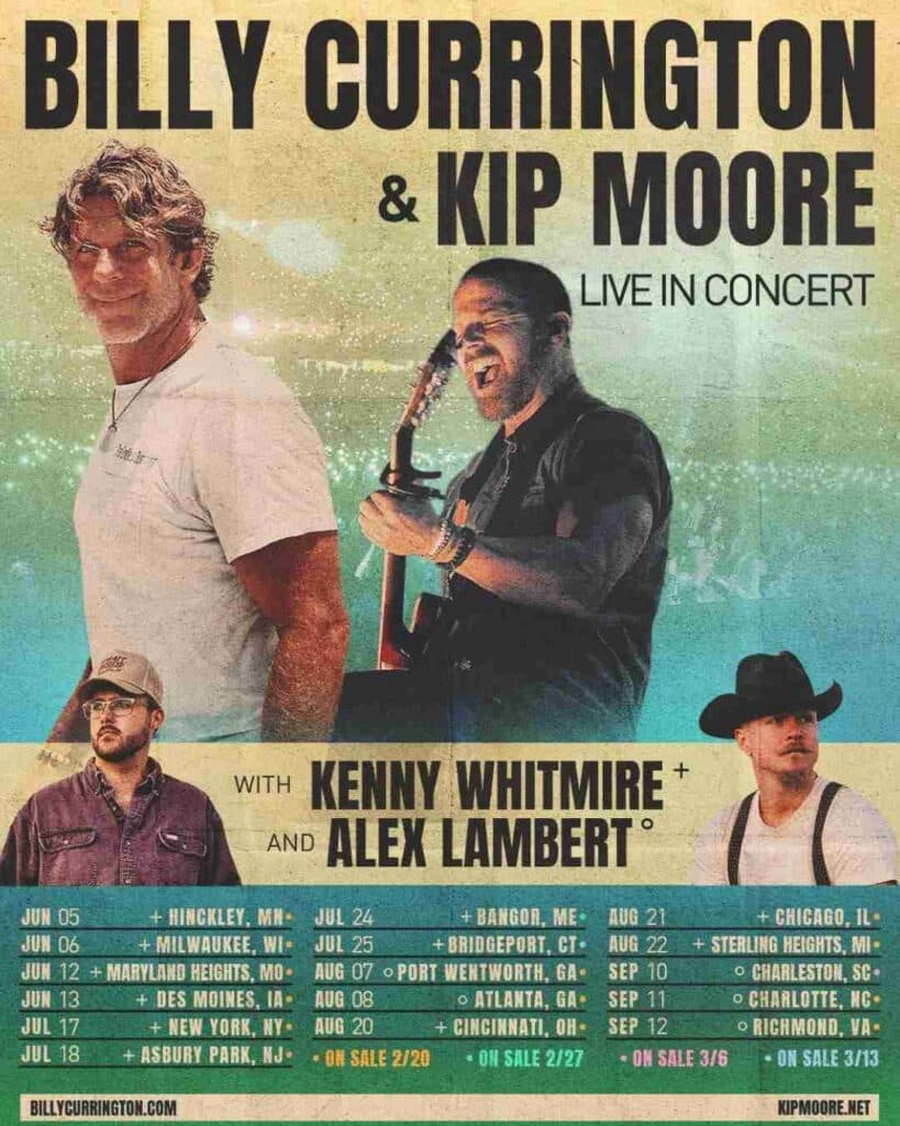 Billy Currington and Kip Moore Announce 2026 Live In Concert Tour