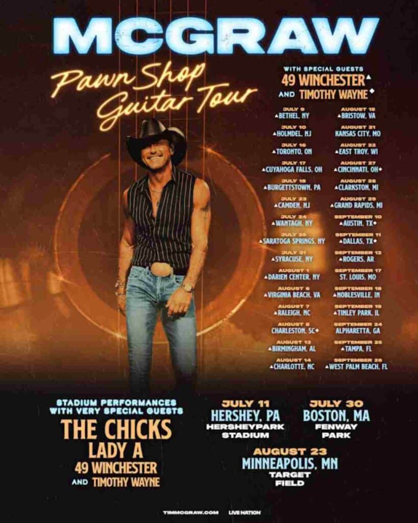 Tim McGraw Announces 2026 Pawn Shop Guitar Tour Poster
