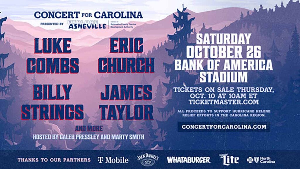 Concert for Carolina, featuring Luke Combs , Eric Church, Billy Strings, and James Taylor